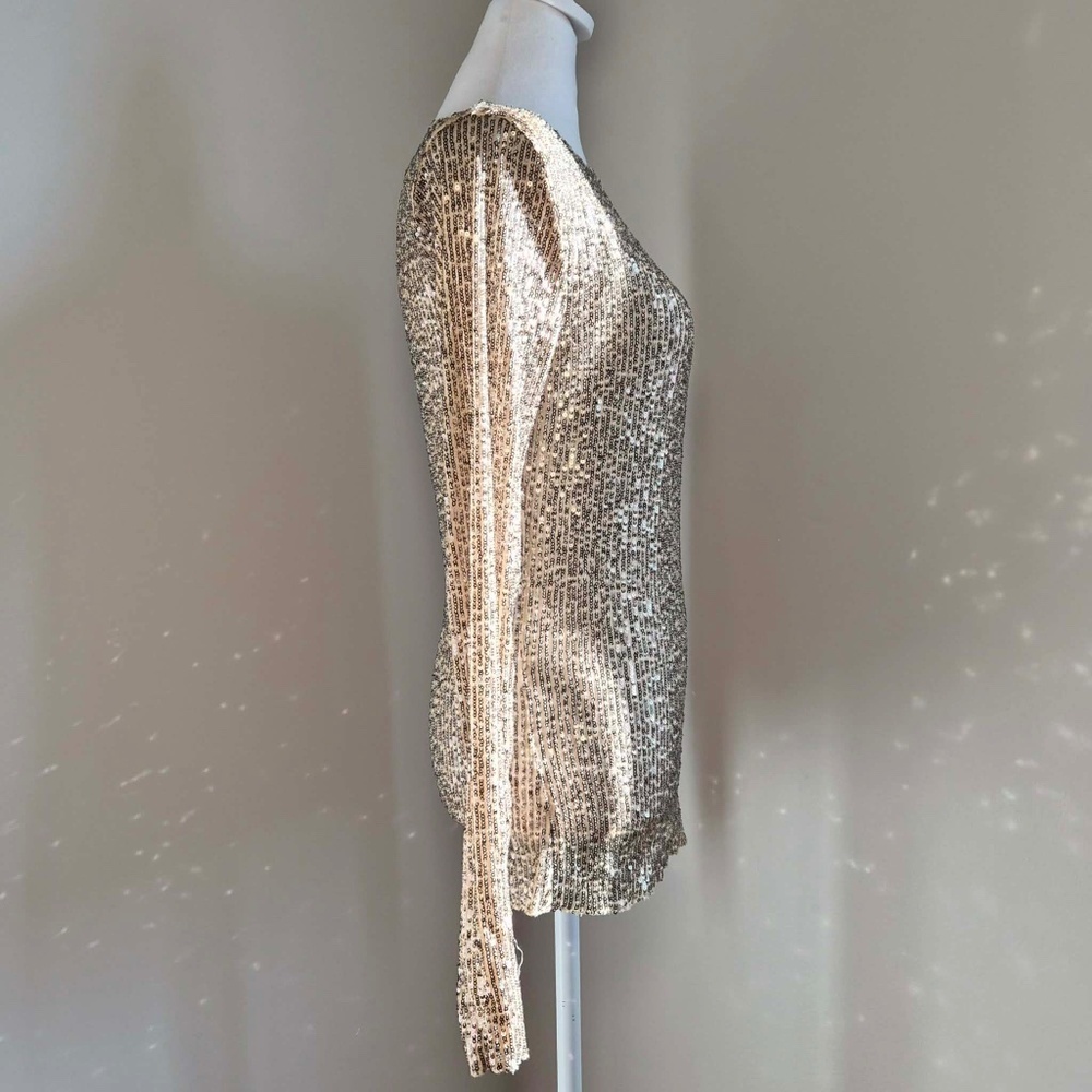 Free People Intimately All Over Sequin Gold Rush Whimsy Stargirl Romantic Top S - Picture 4 of 12